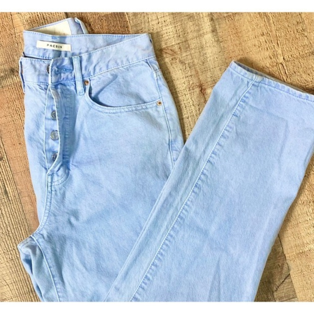 PacSun Dad Jeans Size 26 Light Blue High Rise Button Fly‎ Denim Pants